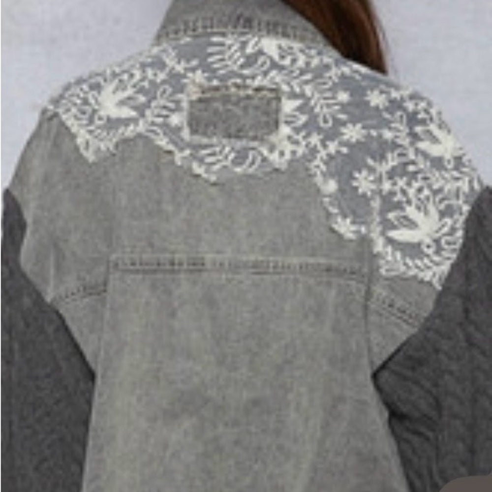 Pol Gray Patchwork Jean Jacket - image 2